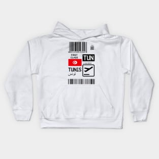 Tunis Tunisia travel ticket Kids Hoodie